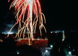 Homecoming Fireworks over the Quad